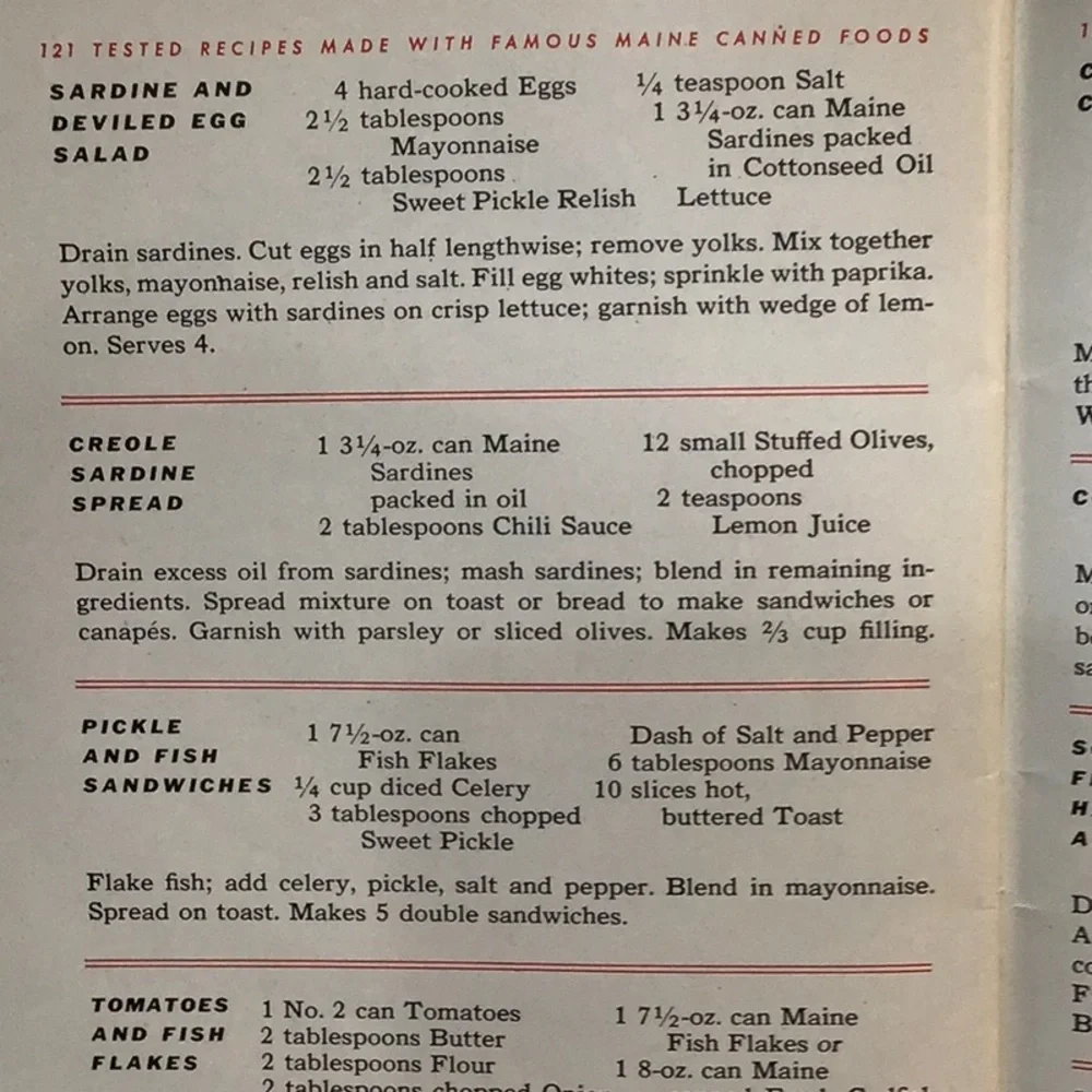 1941 Maine Canned Food Advertising & recipes